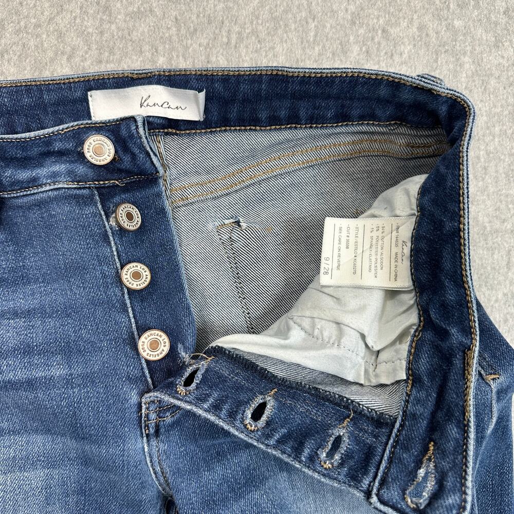 Kancan Jeans WMNS 28 Estilo Ripped Button Fly Wide Leg Raw Hem Mid-Rise Denim - Picture 2 of 11